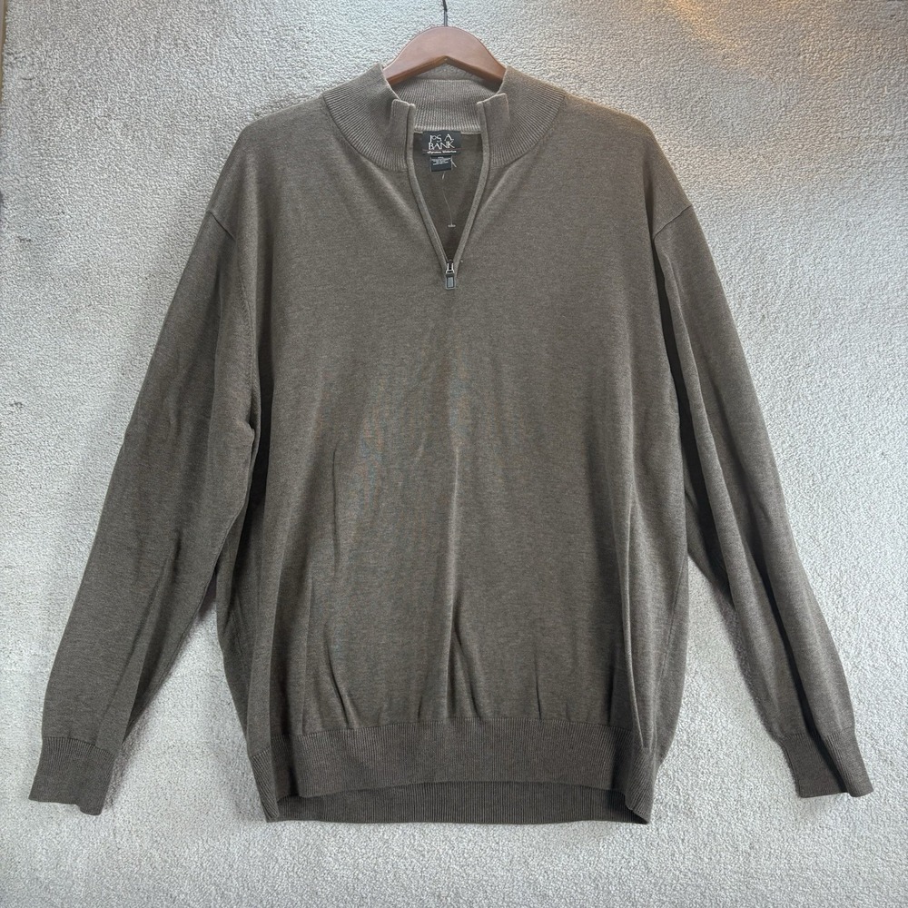 Jos. A. Bank Signature‎ Size XXL 100% Pima Cotton Brown 1/4 Zip Up Sweater Men